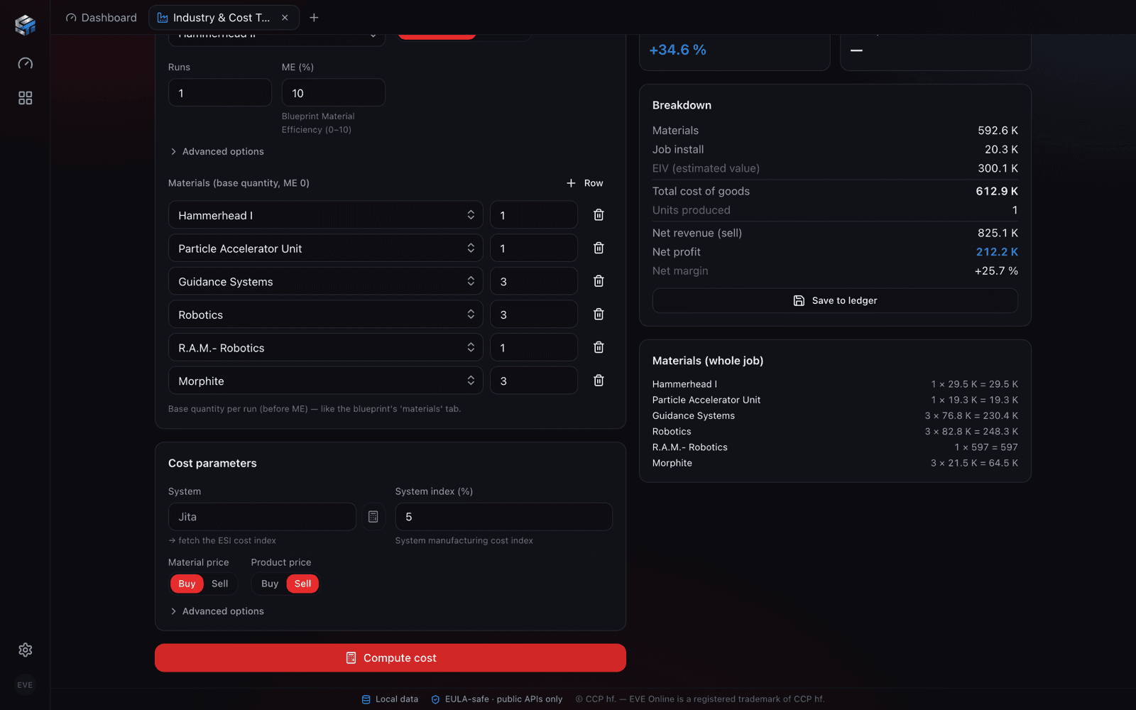 Industry & Cost Tracker